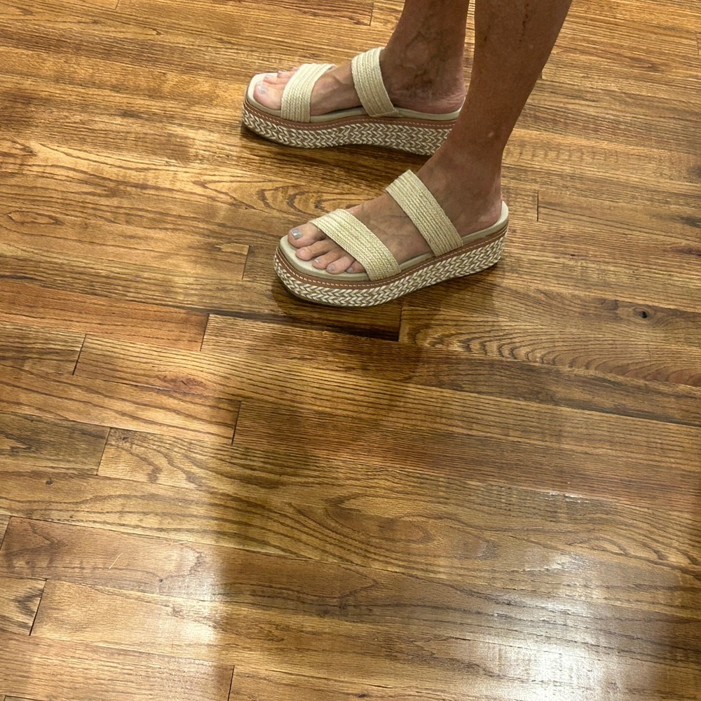 Women’s Beige Braided Platform Slide Sandals - Picture 10 of 11